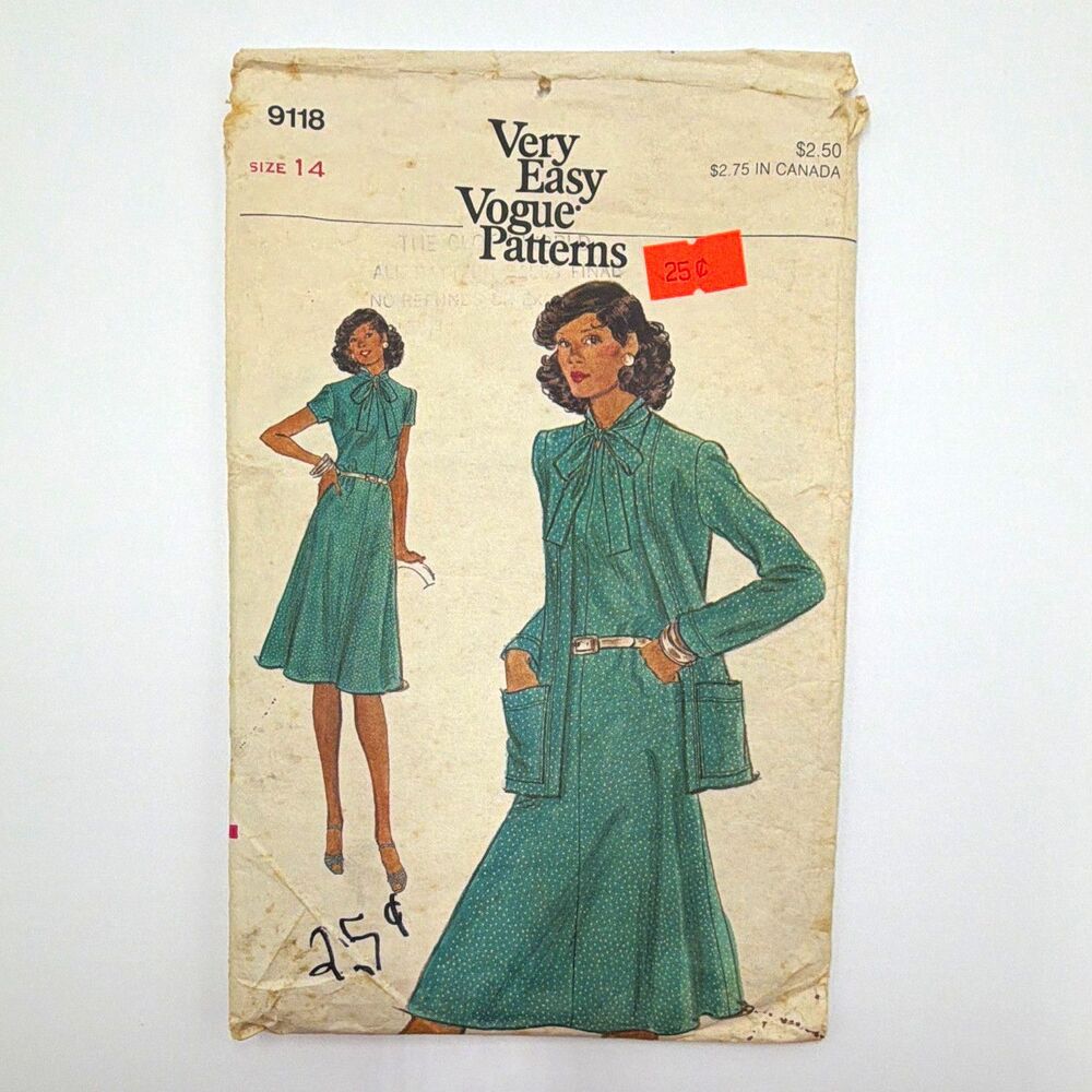 Vogue Very Easy 9118 Women’s Dress & Jacket Sewing Pattern Vintage Original